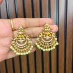 Chandbali with CZs, white pearl drops