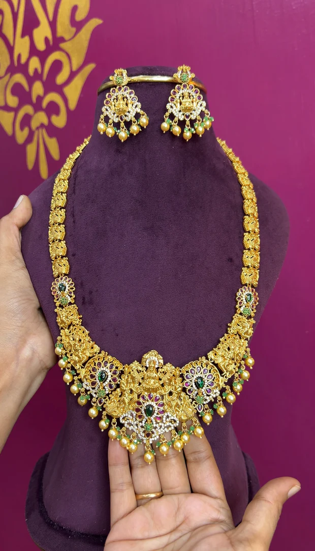 Haram3 -Laxshmi Haram with pota stones, CZ Beads and Swarovski beads-2400