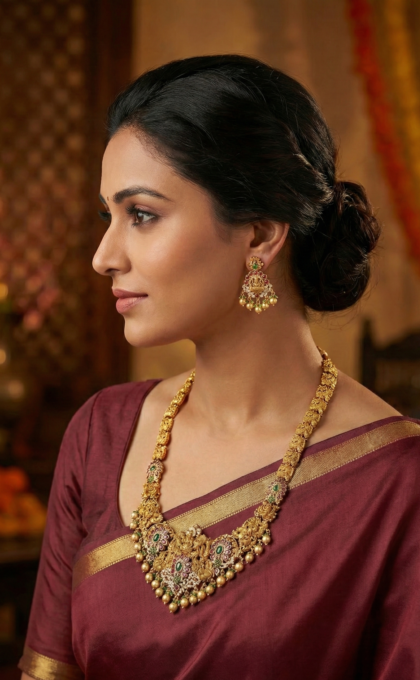 Haram3 -Laxshmi Haram with pota stones, CZ Beads and Swarovski beads-2400_1.webp