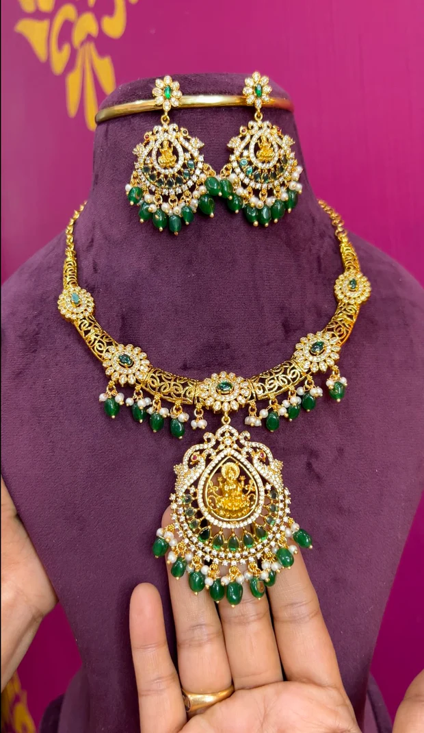 Laxmi Kanti with green stones