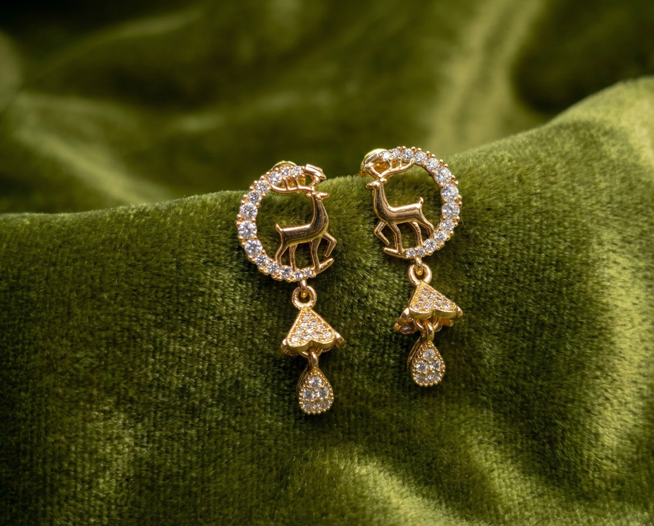 Deer-theme-CZ-stone-danglers