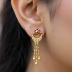 Earrings with floral Design with CZs and gold drops