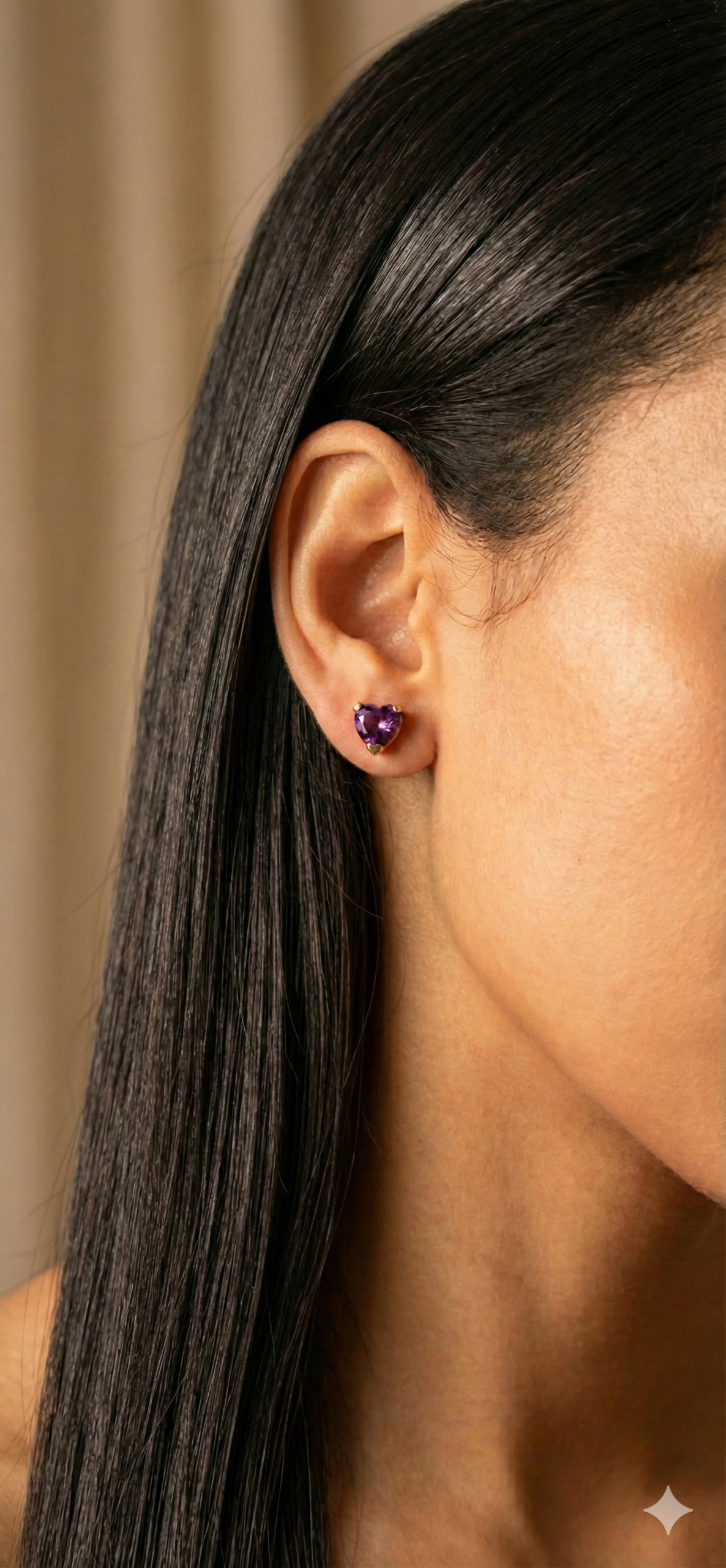 Purple Heart Shaped studs