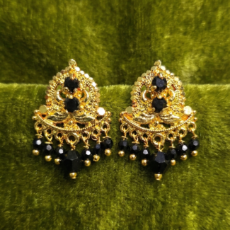 Black stone and black drops earrings