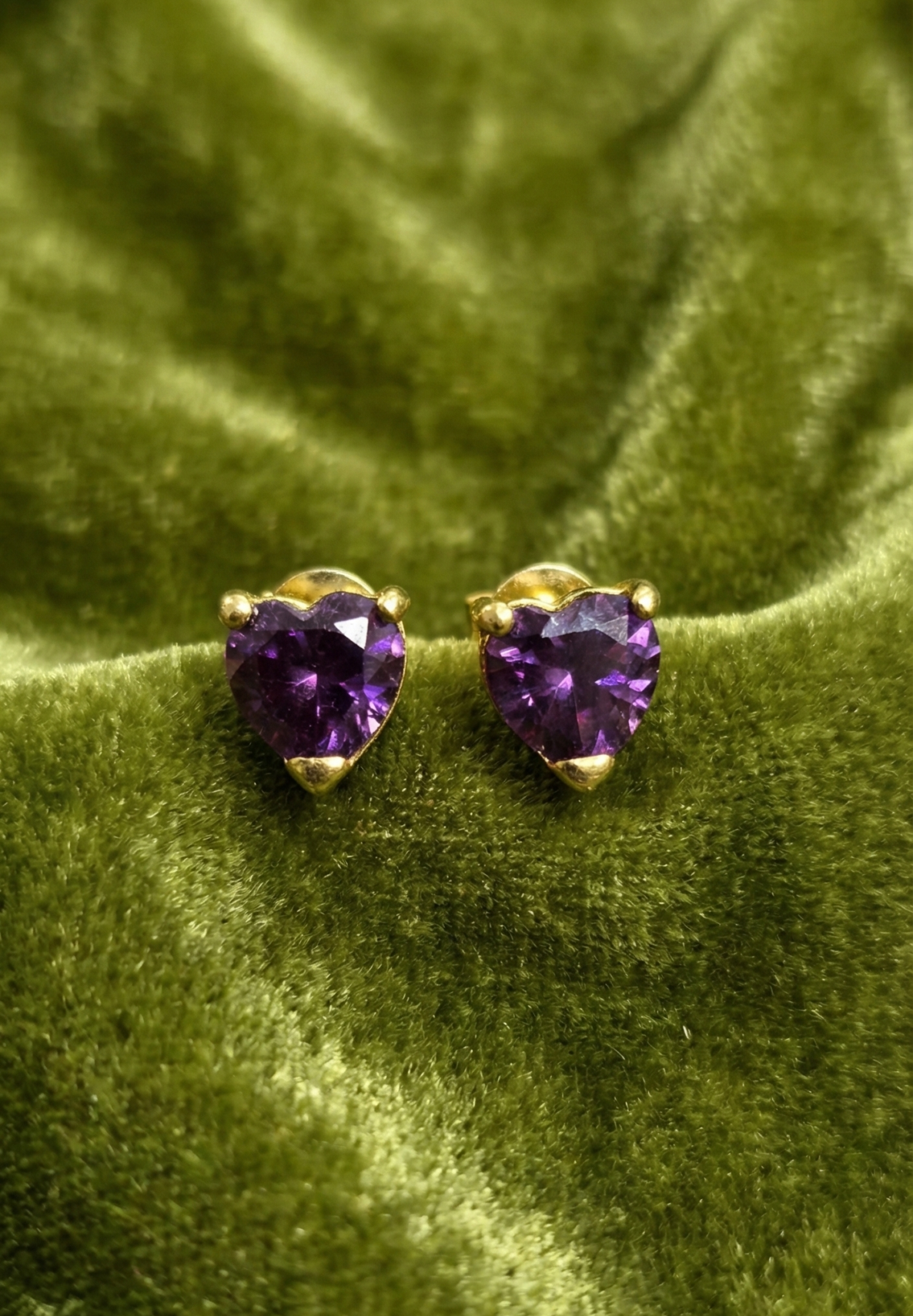 Purple Heart Shaped studs