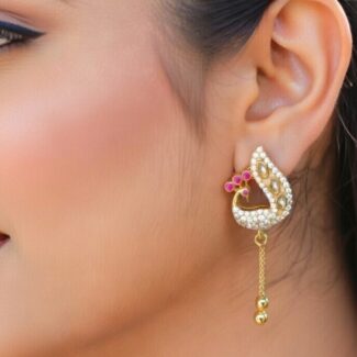 Peacock theme,gold drop Earrings