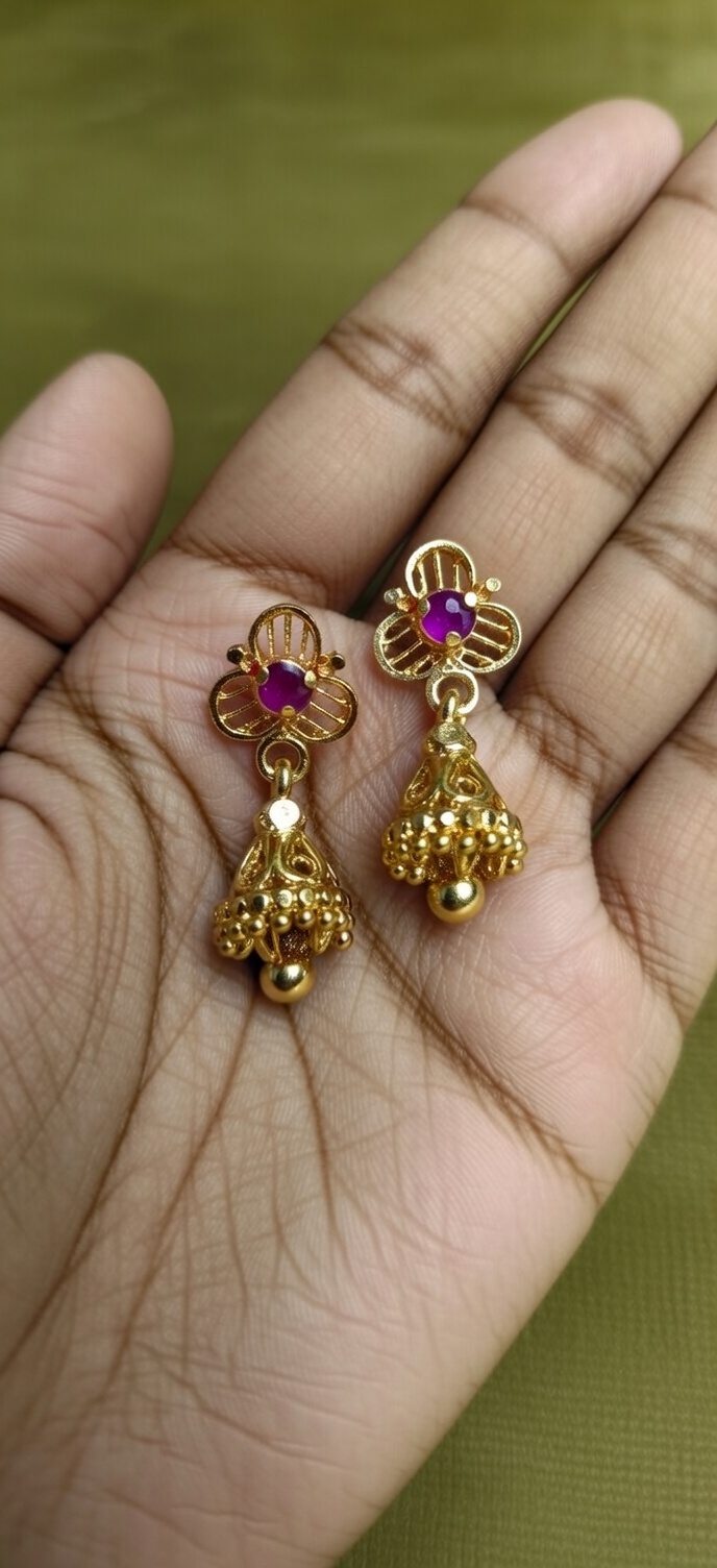 Small Jumka gold drop dangler-2