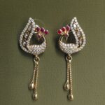 Peacock theme,gold drop Earrings