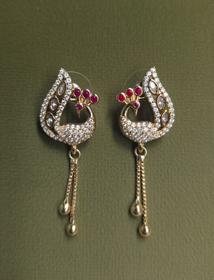 Peacock theme,gold drop Earrings